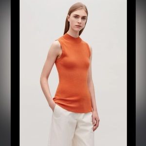 COS Cotton-silk Blend In Burnt Orange Sleeveless Vest Top XS NWT